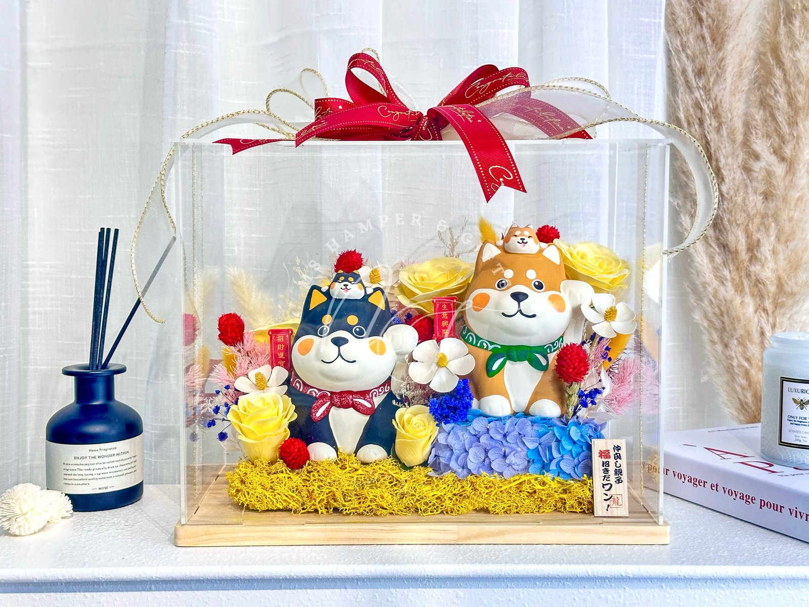 ChenRui & FuGo Fortune Dog Preserved Flower Acrylic Gift Box 宸瑞 & 福守永生花亚克力礼盒